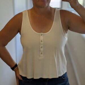 Old Navy Thermal-Knit Cropped Henley Tank Top